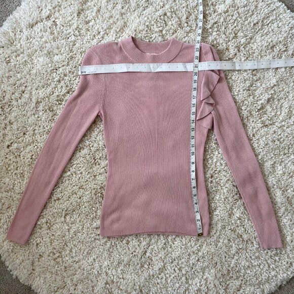 Ted Baker Womens Dixiiy Ruffled-Shoulder Long Sleeve Sweater Pale Pink Size 2 - Picture 3 of 4